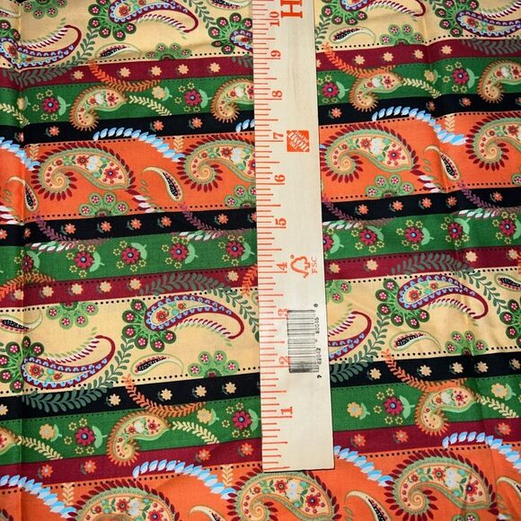 Fall Thanksgiving Fabric Paisley Stripe Orange Green Yellow 27" x 43" - Picture 3 of 3